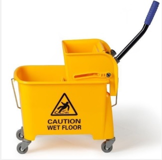 Ведро 20 л на колесах двойное с механ. отжимом желтое ударочный пластик (Н0110)