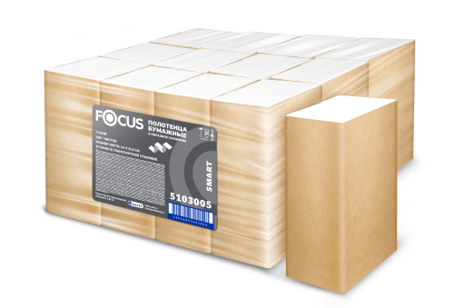 Полотенца бумажные Z сл 1 сл FOCUS Smart Towel Z-Fold 250 лист 24x21,5 12пач/уп (3814)