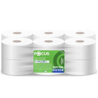 Бумага туалетная 1 сл FOCUS Eco Jumbo 525 м, 12 рул.